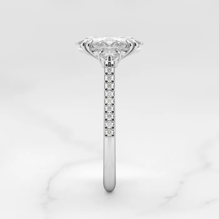 Capucinne Rings Marquise Half Pave Moissanite Ring With Accent Stones