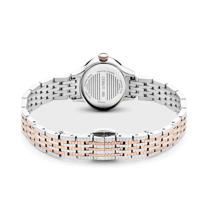 Cerruti 1881 Womens White MOP Dial Silver Rose Gold Watch Cerruti Earrings