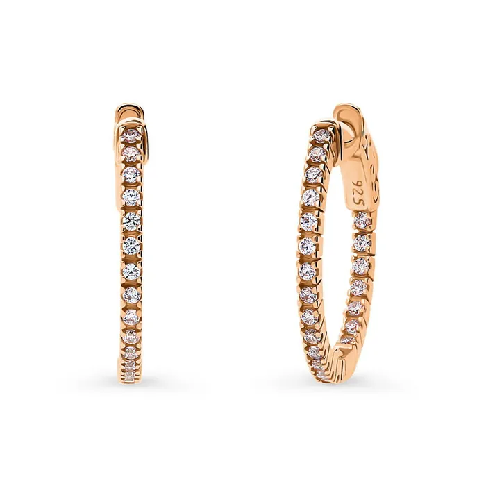CZ Medium InsideOut Hoop Earrings in Sterling Silver 075 BERRICLE Earrings