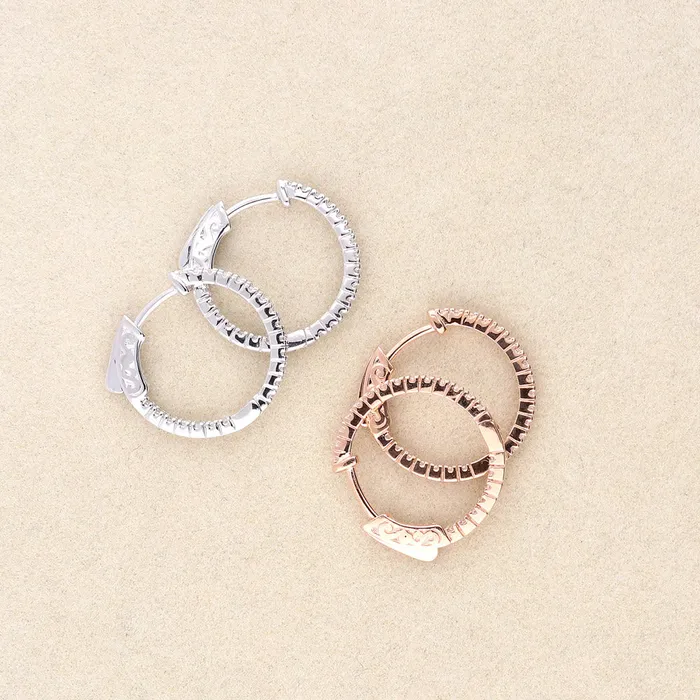 CZ Medium InsideOut Hoop Earrings in Sterling Silver 075 BERRICLE Earrings