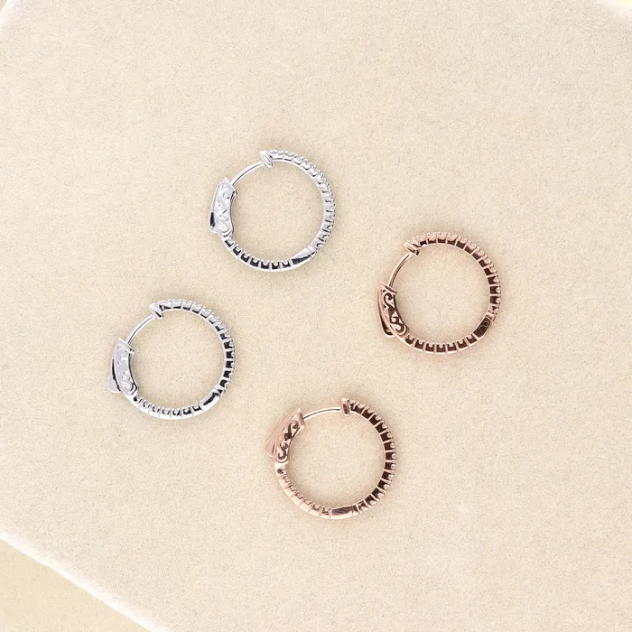 CZ Medium InsideOut Hoop Earrings in Sterling Silver 075 BERRICLE Earrings