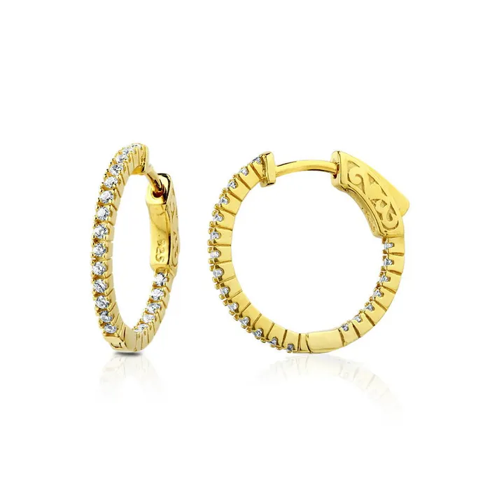 CZ Medium InsideOut Hoop Earrings in Sterling Silver 075 BERRICLE Earrings