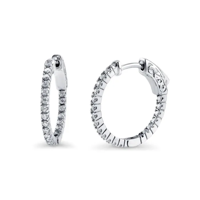 CZ Medium InsideOut Hoop Earrings in Sterling Silver 075 BERRICLE Earrings