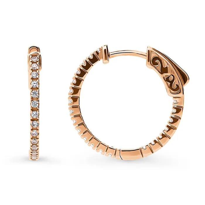 CZ Medium InsideOut Hoop Earrings in Sterling Silver 075 BERRICLE Earrings