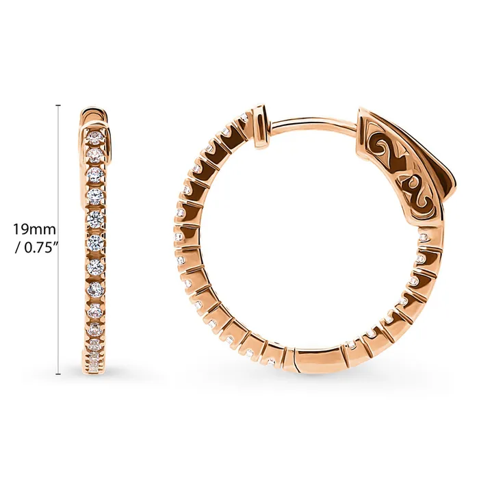 CZ Medium InsideOut Hoop Earrings in Sterling Silver 075 BERRICLE Earrings