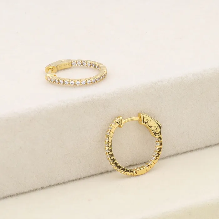 CZ Medium InsideOut Hoop Earrings in Sterling Silver 075 BERRICLE Earrings
