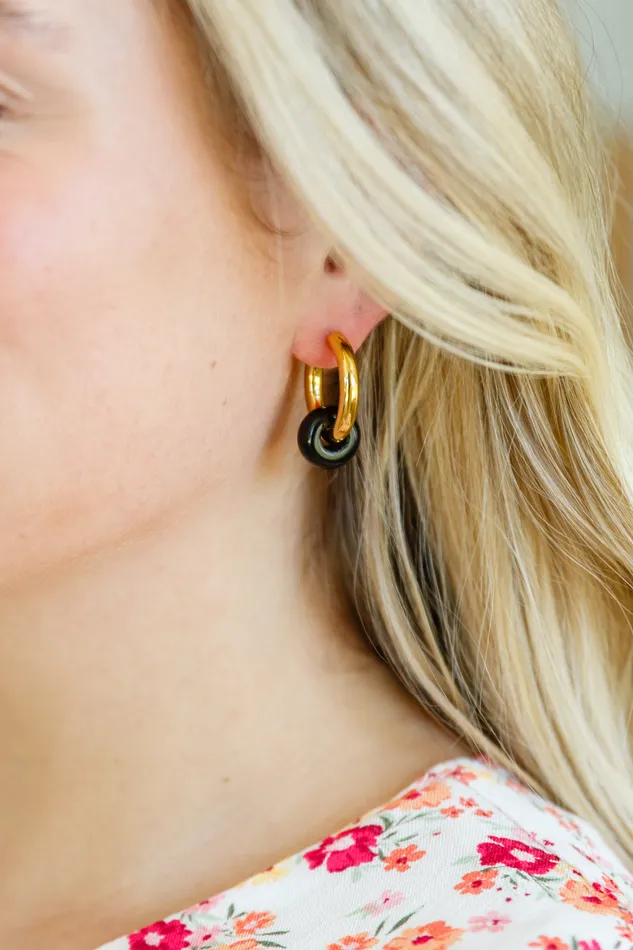 Dark Drops Beaded Huggie Earrings Ave Shops Earrings