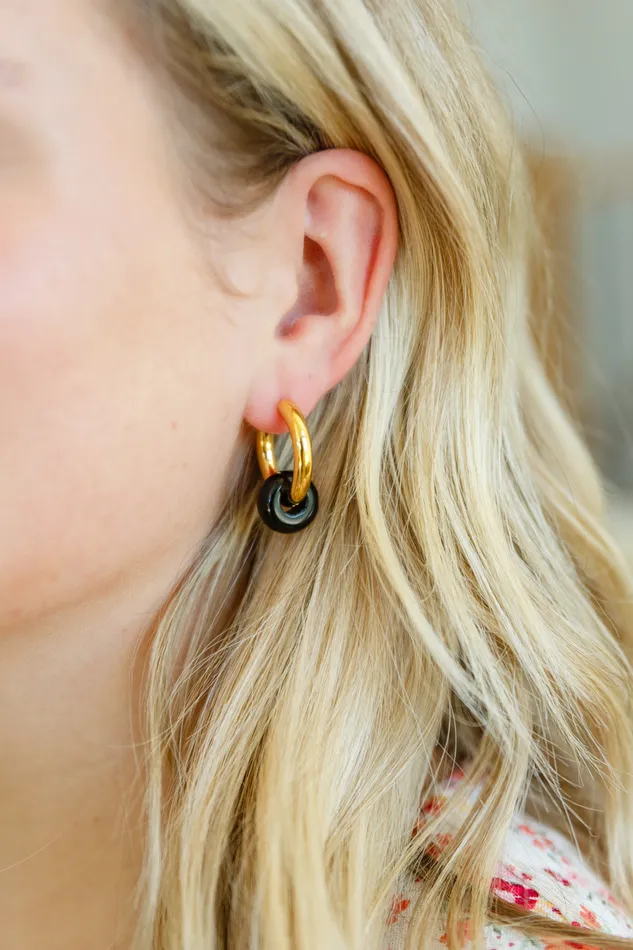 Dark Drops Beaded Huggie Earrings Ave Shops Earrings