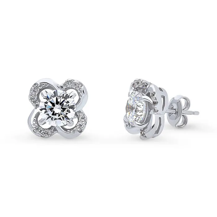 Earrings BERRICLE Flower CZ Stud Earrings in Sterling Silver