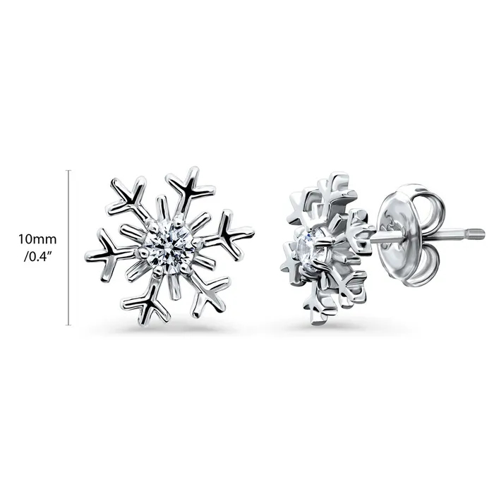 Earrings BERRICLE Snowflake CZ Stud Earrings in Sterling Silver