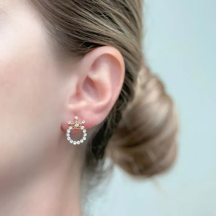 Earrings Prep Obsessed FC Crystal Crown Stud Earrings Gold