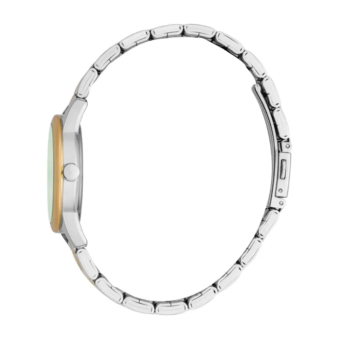ESPRIT Womens Two Tone Silver Gold Color Watch with Dark Green Dial Esprit Rings ESPRIT Womens Two Tone Silver Gold Color Watch with Dark Green Dial Esprit Rings