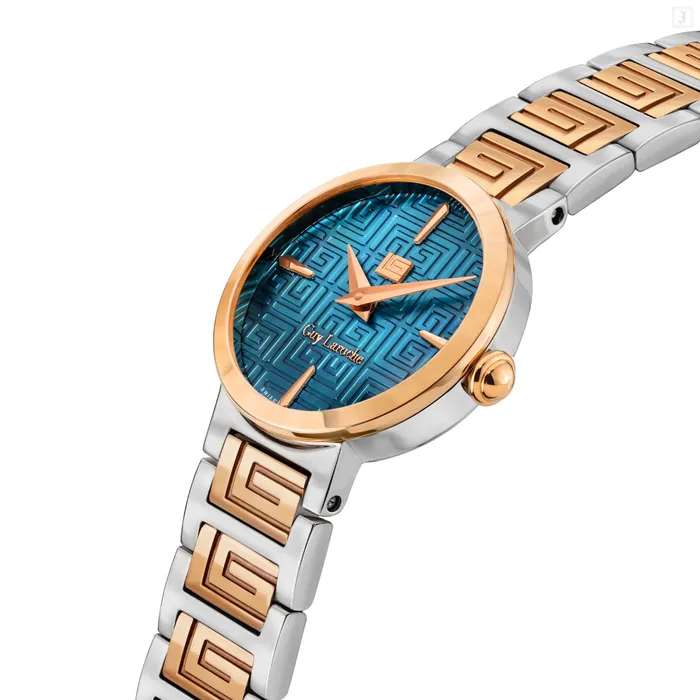 Guy Laroche Ariane Ladies Blue MOP Dial Stainless Steel Rose Gold Watch Guy Laroche Earrings