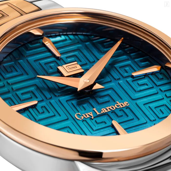 Guy Laroche Ariane Ladies Blue MOP Dial Stainless Steel Rose Gold Watch Guy Laroche Earrings