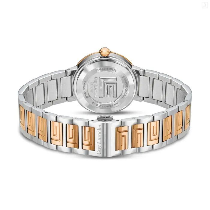 Guy Laroche Ariane Ladies Blue MOP Dial Stainless Steel Rose Gold Watch Guy Laroche Earrings