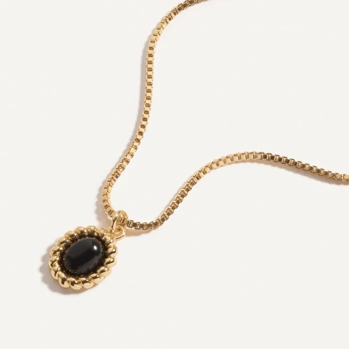 Hearts Valley Jewelry Onyx Halo Pendant Necklace Necklaces