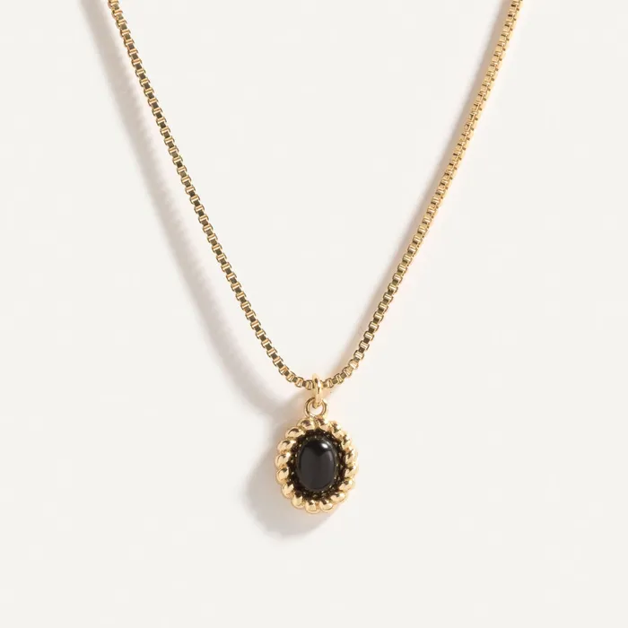 Hearts Valley Jewelry Onyx Halo Pendant Necklace Necklaces