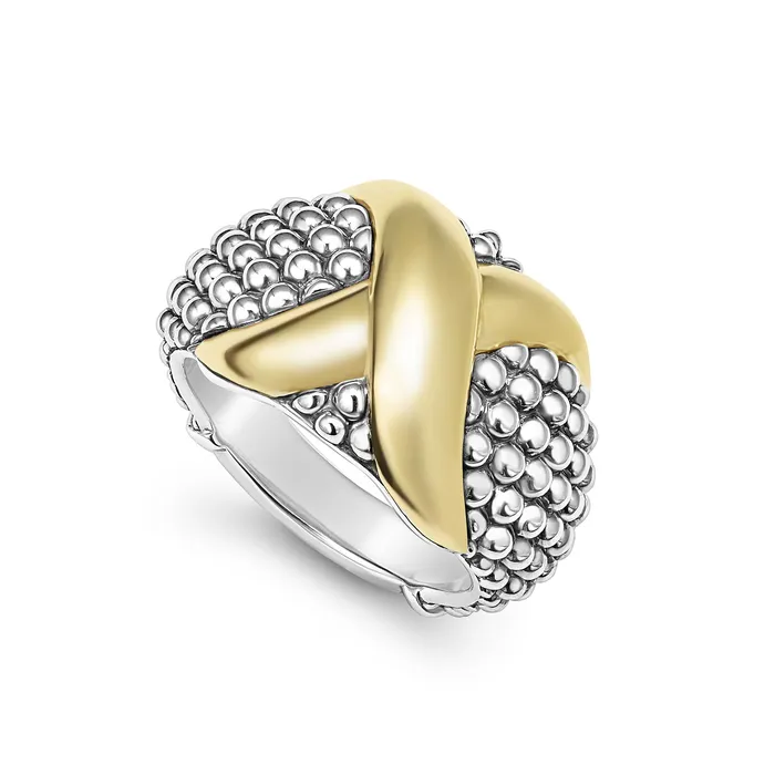 LAGOS Rings Embrace TwoTone X Caviar Dome Ring