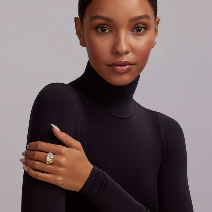 LAGOS Rings Embrace TwoTone X Caviar Dome Ring LAGOS Rings Embrace TwoTone X Caviar Dome Ring