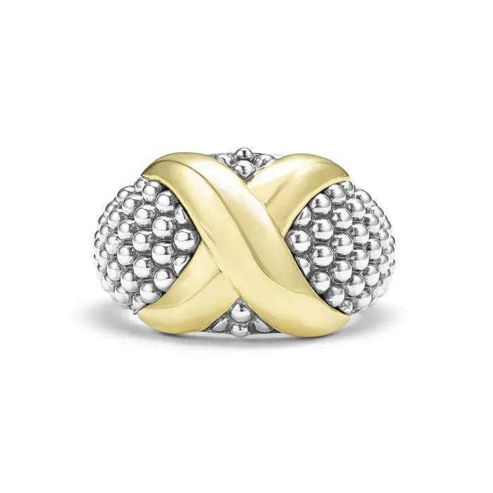 LAGOS Rings Embrace TwoTone X Caviar Dome Ring LAGOS Rings Embrace TwoTone X Caviar Dome Ring