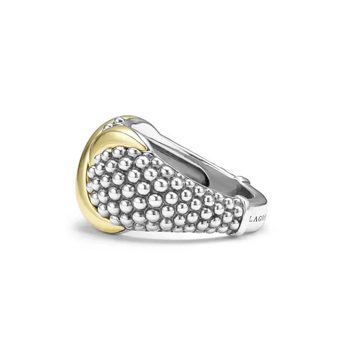LAGOS Rings Embrace TwoTone X Caviar Dome Ring LAGOS Rings Embrace TwoTone X Caviar Dome Ring