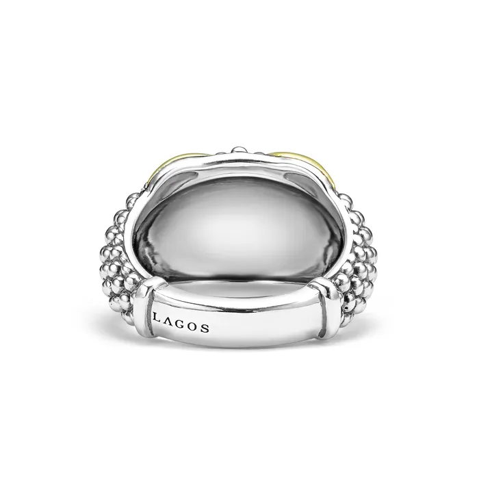 LAGOS Rings Embrace TwoTone X Caviar Dome Ring LAGOS Rings Embrace TwoTone X Caviar Dome Ring