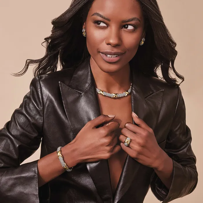 LAGOS Rings Embrace TwoTone X Caviar Dome Ring LAGOS Rings Embrace TwoTone X Caviar Dome Ring