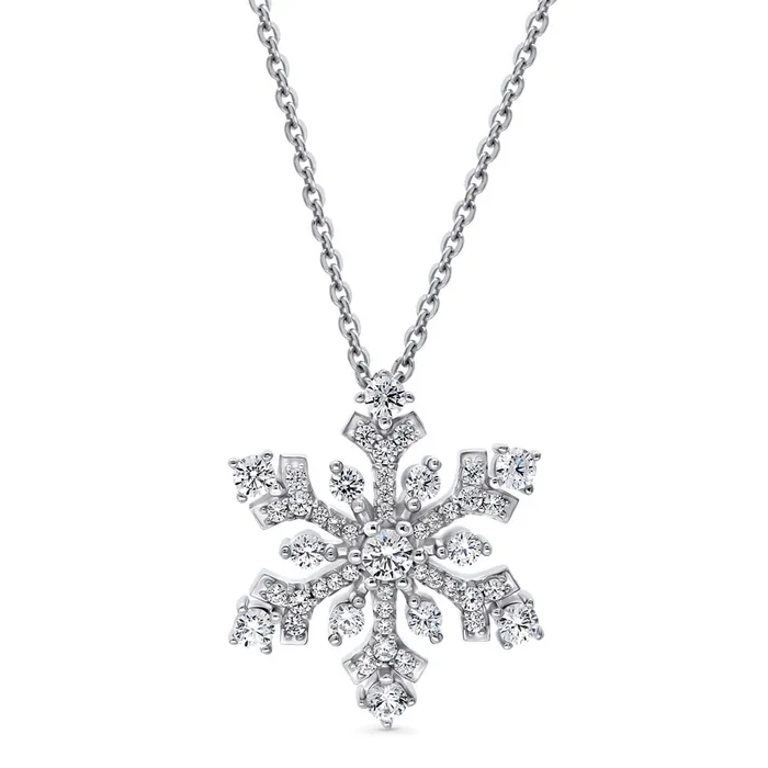 Necklaces BERRICLE Snowflake CZ Necklace in Sterling Silver