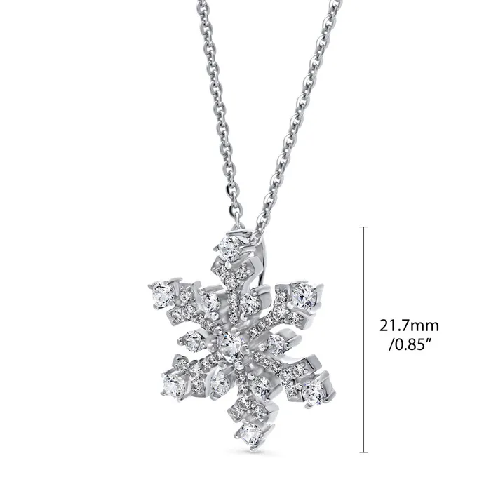 Necklaces BERRICLE Snowflake CZ Necklace in Sterling Silver