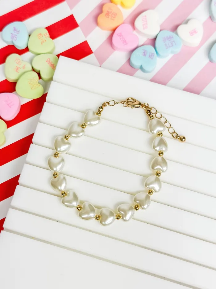 Pearl Heart Beaded Bracelet Prep Obsessed RNK Bracelets