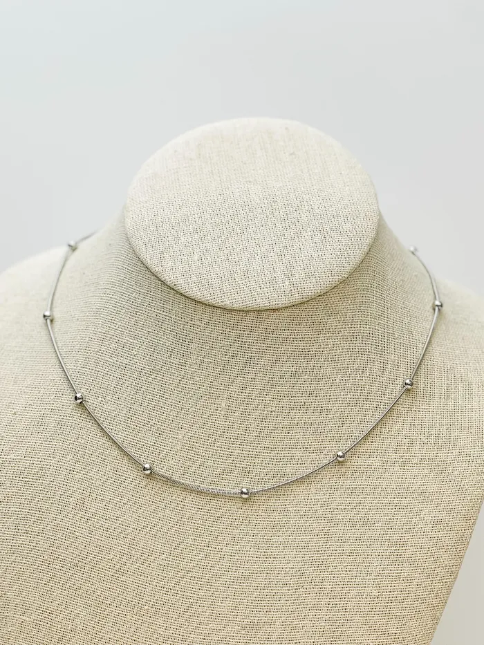 Prep Obsessed GC Necklaces Silver Ball Station Necklace
