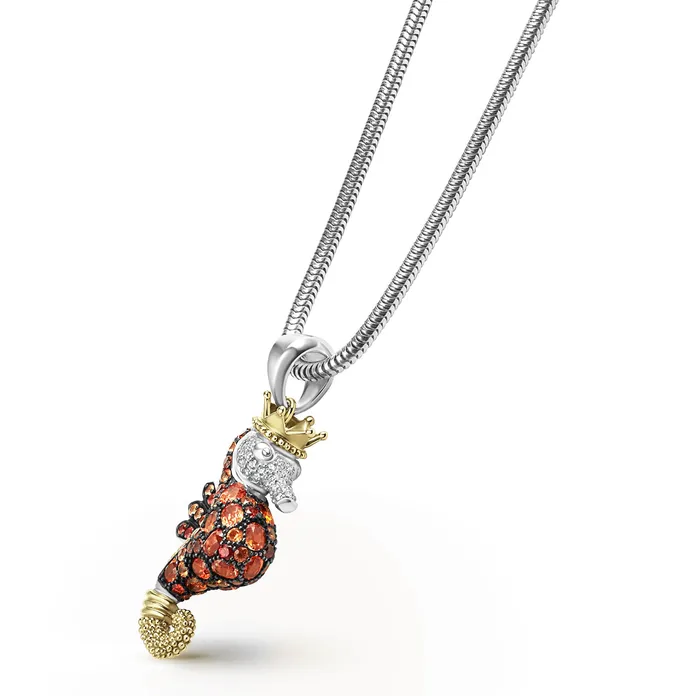 Rare Wonders Orange Sapphire and Diamond Seahorse Pendant Necklace LAGOS Necklaces Rare Wonders Orange Sapphire and Diamond Seahorse Pendant Necklace LAGOS Necklaces