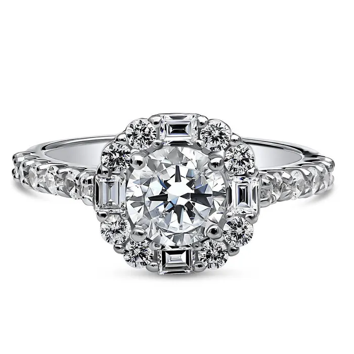 Rings BERRICLE Halo Art Deco CZ Ring in Sterling Silver