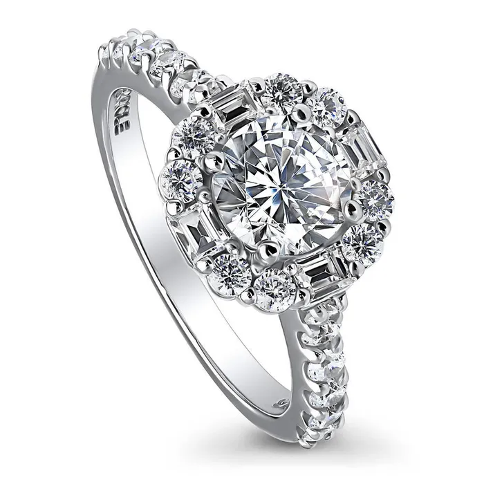 Rings BERRICLE Halo Art Deco CZ Ring in Sterling Silver