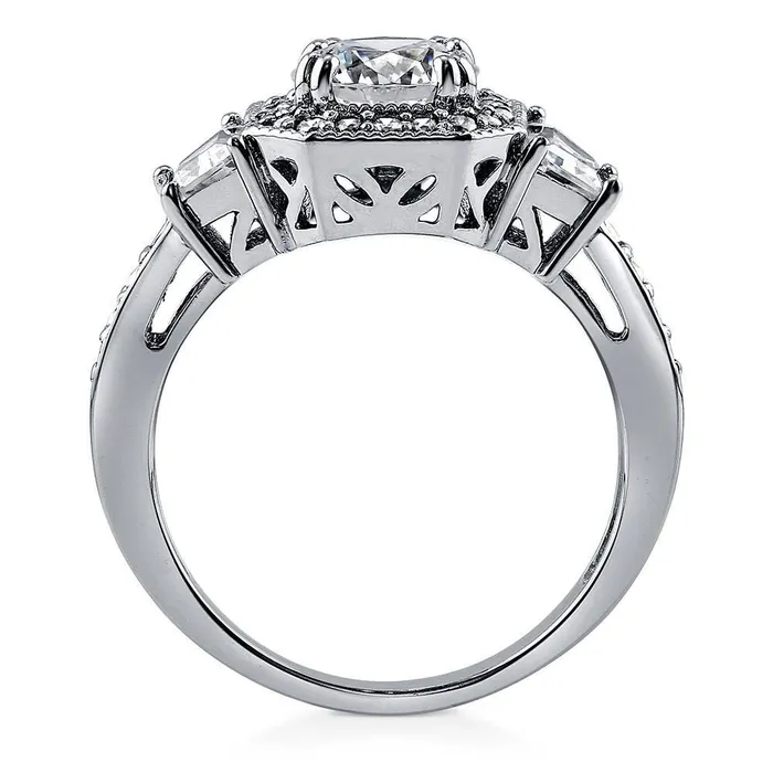 Rings BERRICLE Halo Art Deco CZ Ring in Sterling Silver