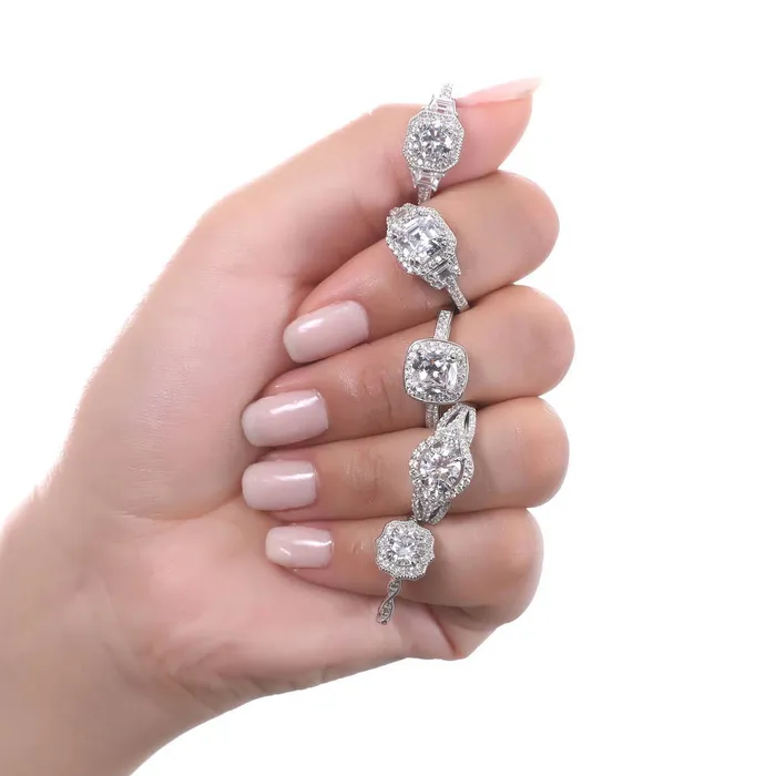 Rings BERRICLE Halo Art Deco CZ Ring in Sterling Silver