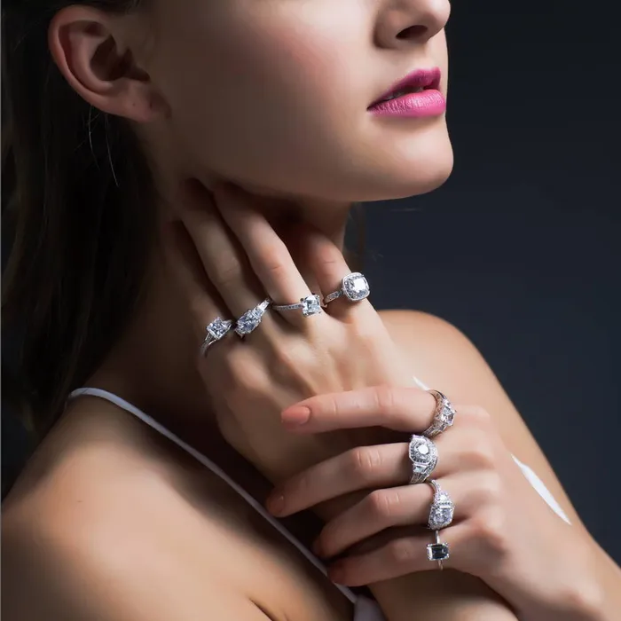 Rings BERRICLE Halo Art Deco CZ Ring in Sterling Silver