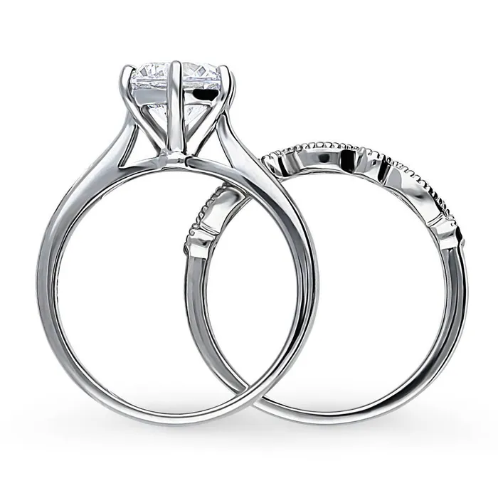 Rings BERRICLE Milgrain Solitaire 2ct CZ Ring Set in Sterling Silver