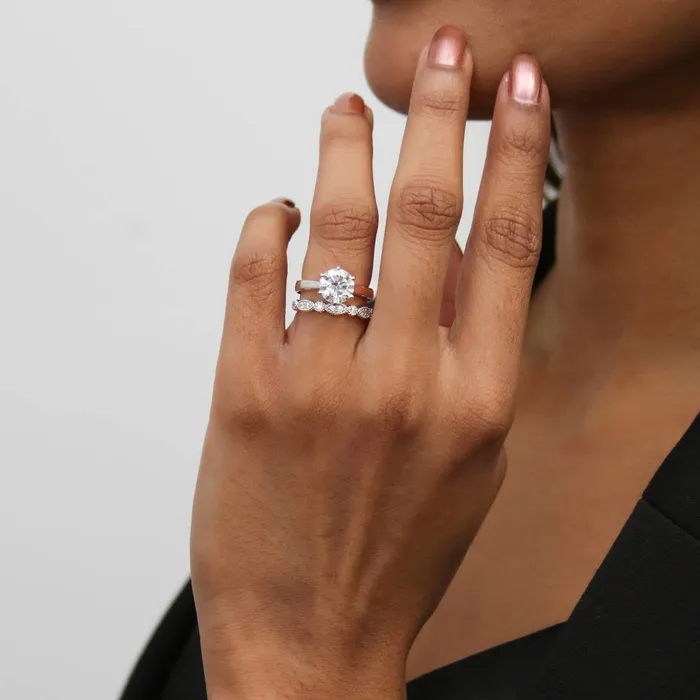 Rings BERRICLE Milgrain Solitaire 2ct CZ Ring Set in Sterling Silver