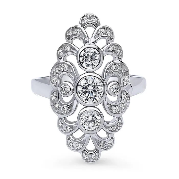 Rings Navette Art Deco CZ Ring in Sterling Silver BERRICLE