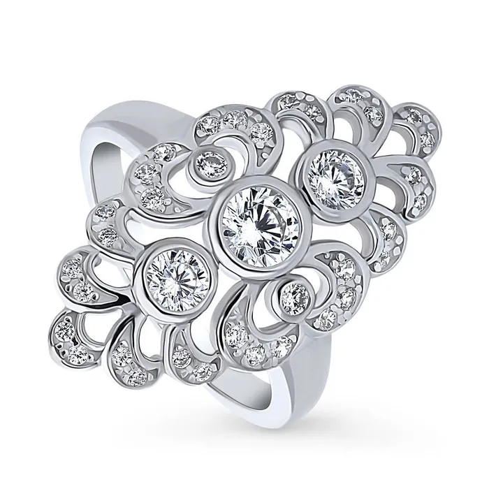Rings Navette Art Deco CZ Ring in Sterling Silver BERRICLE