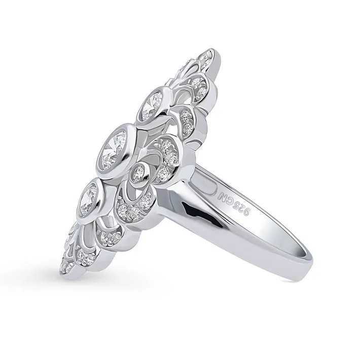 Rings Navette Art Deco CZ Ring in Sterling Silver BERRICLE