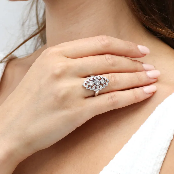 Rings Navette Art Deco CZ Ring in Sterling Silver BERRICLE