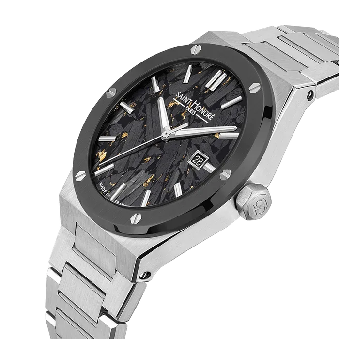 Saint Honore New Haussmann Gents Black Dial Stainless Steel Bracelet Watch Saint Honore Bracelets Saint Honore New Haussmann Gents Black Dial Stainless Steel Bracelet Watch Saint Honore Bracelets