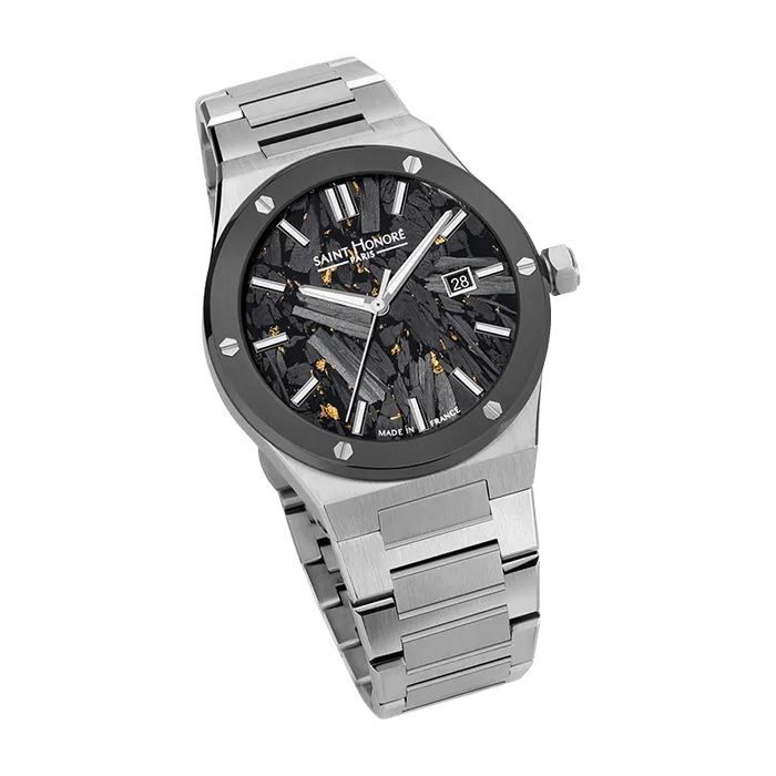 Saint Honore New Haussmann Gents Black Dial Stainless Steel Bracelet Watch Saint Honore Bracelets Saint Honore New Haussmann Gents Black Dial Stainless Steel Bracelet Watch Saint Honore Bracelets