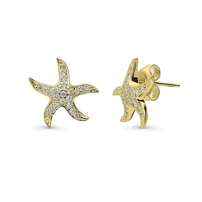Starfish CZ Stud Earrings in Sterling Silver BERRICLE Earrings
