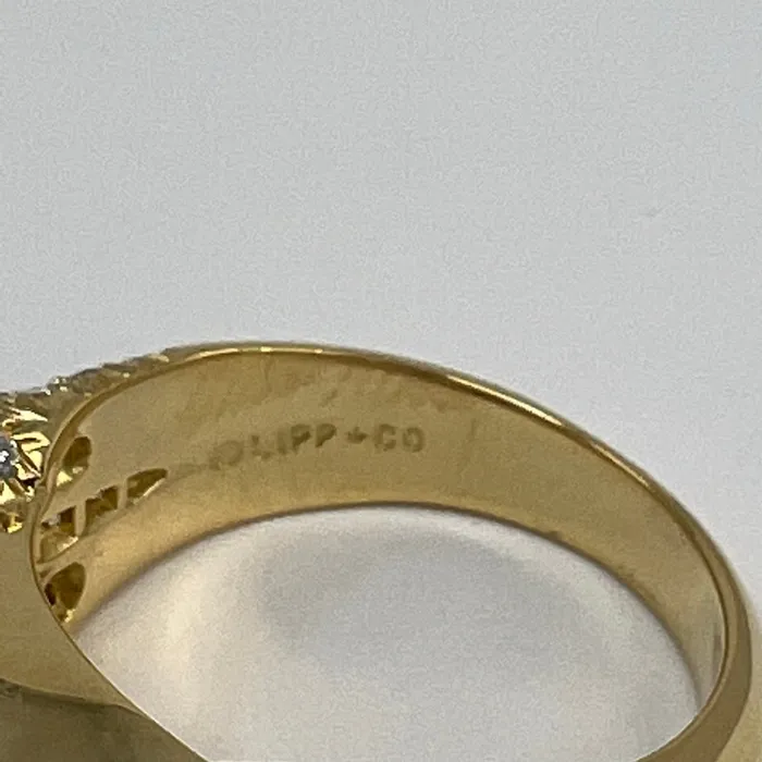 Tishman Lipp Rings Tishman Lipp 18K Gold Ring with 106 Diamonds and Golden Pearl