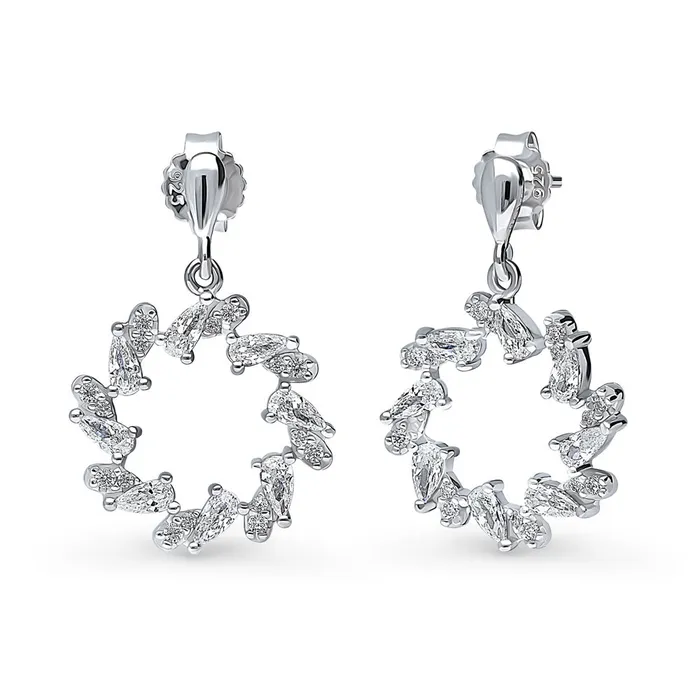 Wreath Open Circle CZ Earrings in Sterling Silver BERRICLE Earrings
