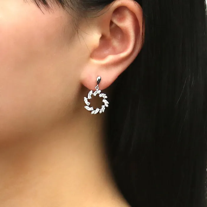 Wreath Open Circle CZ Earrings in Sterling Silver BERRICLE Earrings