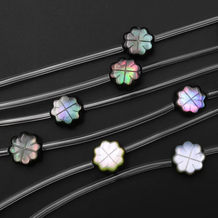 AAA Natural Black Mother of Pearl Hand Carved Star Flower Gemstone Beads 10mm Intrinsic Trading Necklaces